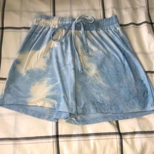 Sky blue tie dye flowy shorts
